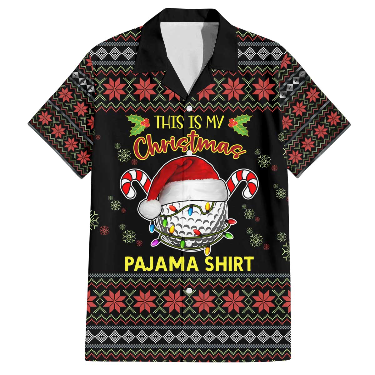 Golf Pajama Christmas Family Matching Off The Shoulder Long Sleeve Dress and Hawaiian Shirt Xmas Holiday Patterns - Wonder Print Shop