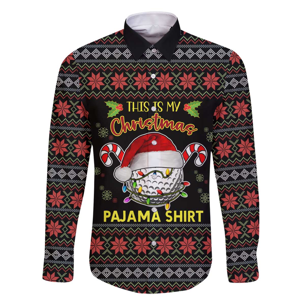 Golf Pajama Christmas Family Matching Off The Shoulder Long Sleeve Dress and Hawaiian Shirt Xmas Holiday Patterns - Wonder Print Shop