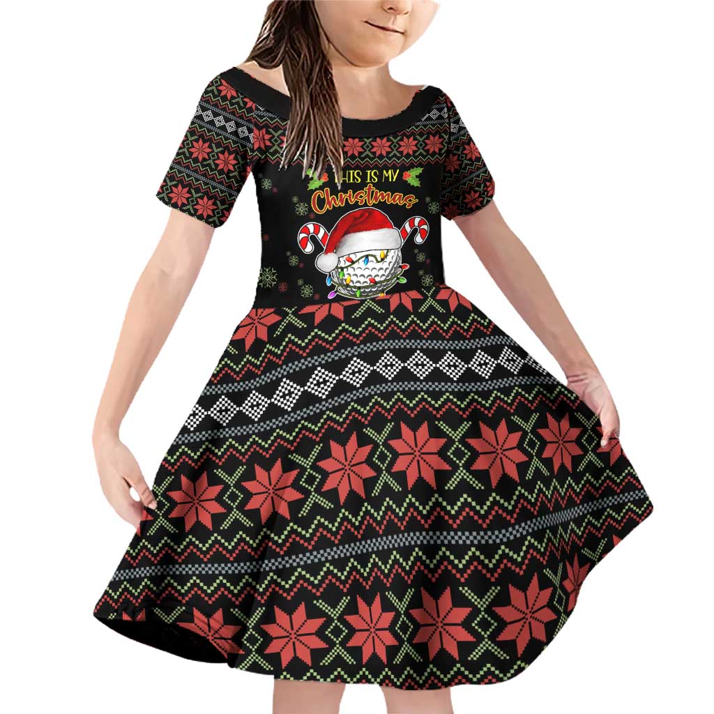 Golf Pajama Christmas Family Matching Off Shoulder Short Dress and Hawaiian Shirt Xmas Holiday Patterns - Wonder Print Shop