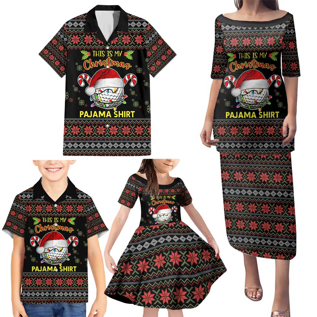 Golf Pajama Christmas Family Matching Puletasi and Hawaiian Shirt Xmas Holiday Patterns - Wonder Print Shop