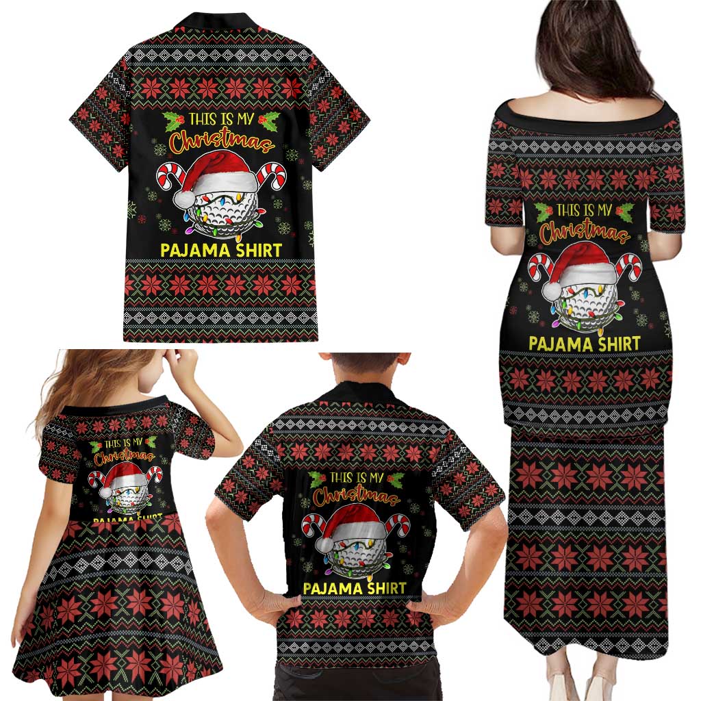 Golf Pajama Christmas Family Matching Puletasi and Hawaiian Shirt Xmas Holiday Patterns - Wonder Print Shop
