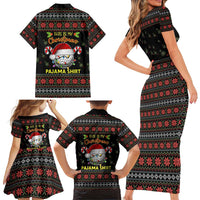 Golf Pajama Christmas Family Matching Short Sleeve Bodycon Dress and Hawaiian Shirt Xmas Holiday Patterns - Wonder Print Shop