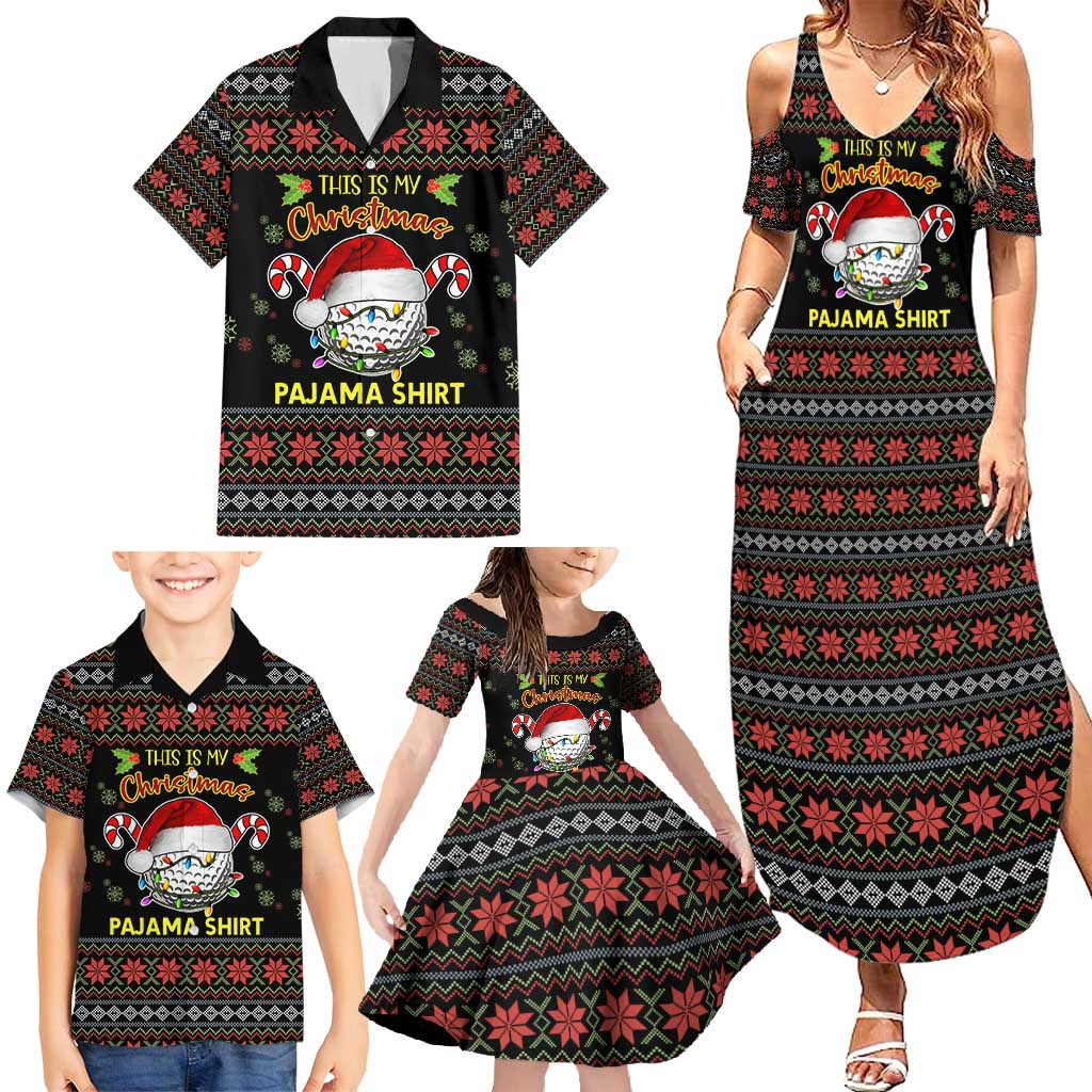 Golf Pajama Christmas Family Matching Summer Maxi Dress and Hawaiian Shirt Xmas Holiday Patterns - Wonder Print Shop