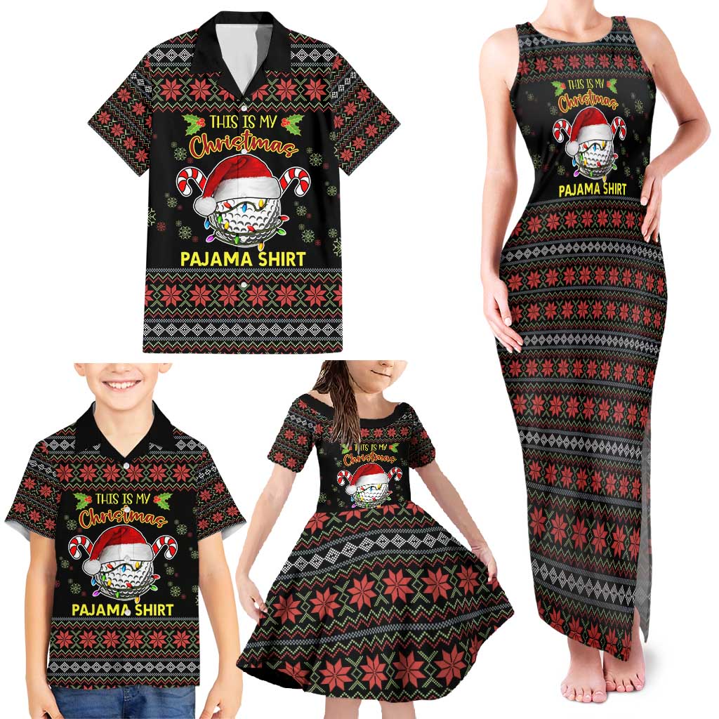 Golf Pajama Christmas Family Matching Tank Maxi Dress and Hawaiian Shirt Xmas Holiday Patterns - Wonder Print Shop