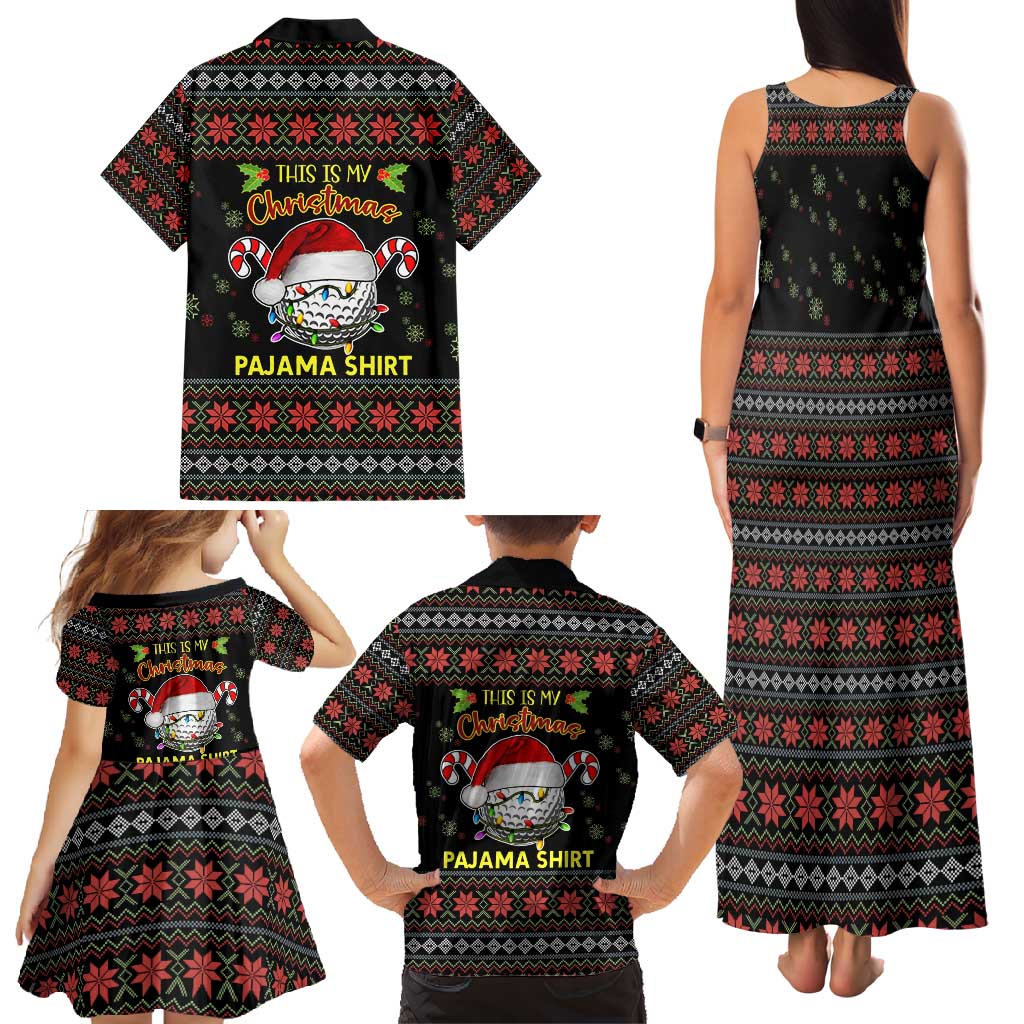 Golf Pajama Christmas Family Matching Tank Maxi Dress and Hawaiian Shirt Xmas Holiday Patterns - Wonder Print Shop