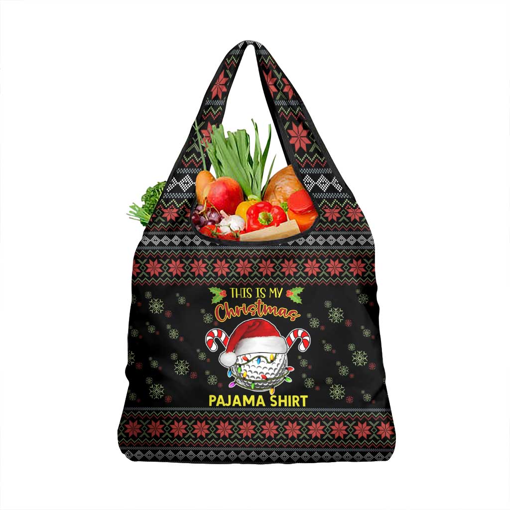 Golf Pajama Christmas Grocery Bag Xmas Holiday Patterns - Wonder Print Shop