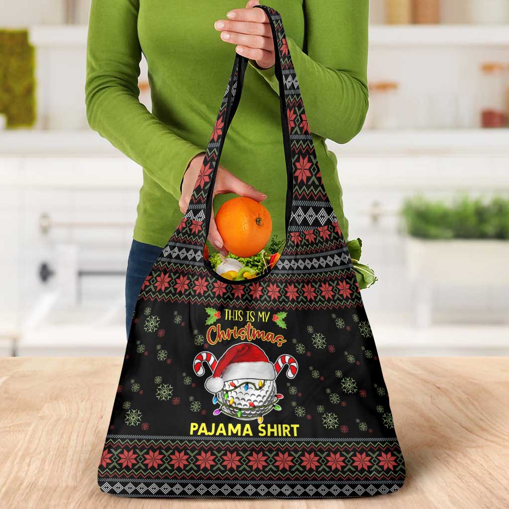 Golf Pajama Christmas Grocery Bag Xmas Holiday Patterns - Wonder Print Shop