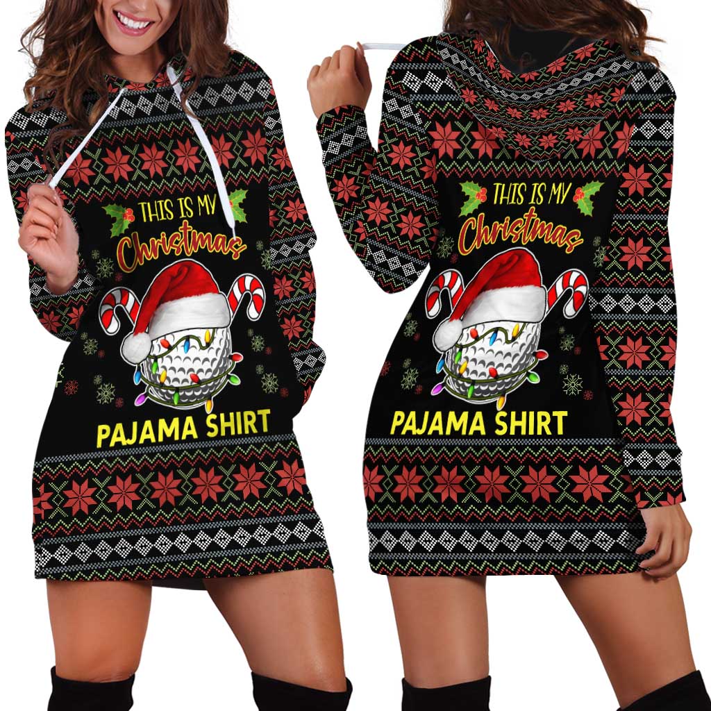 Golf Pajama Christmas Hoodie Dress Xmas Holiday Patterns - Wonder Print Shop