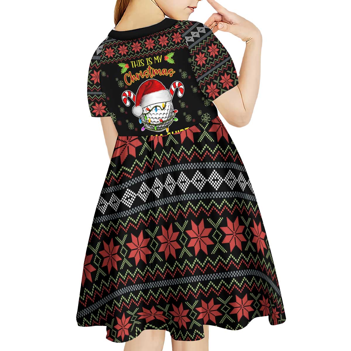 Golf Pajama Christmas Kid Short Sleeve Dress Xmas Holiday Patterns - Wonder Print Shop