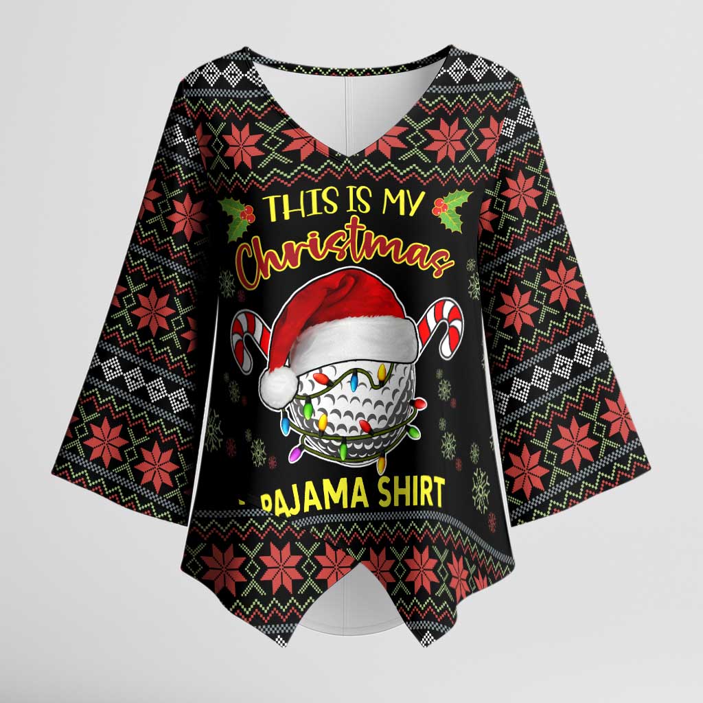 Golf Pajama Christmas Kimono Sleeve Blouse Xmas Holiday Patterns - Wonder Print Shop