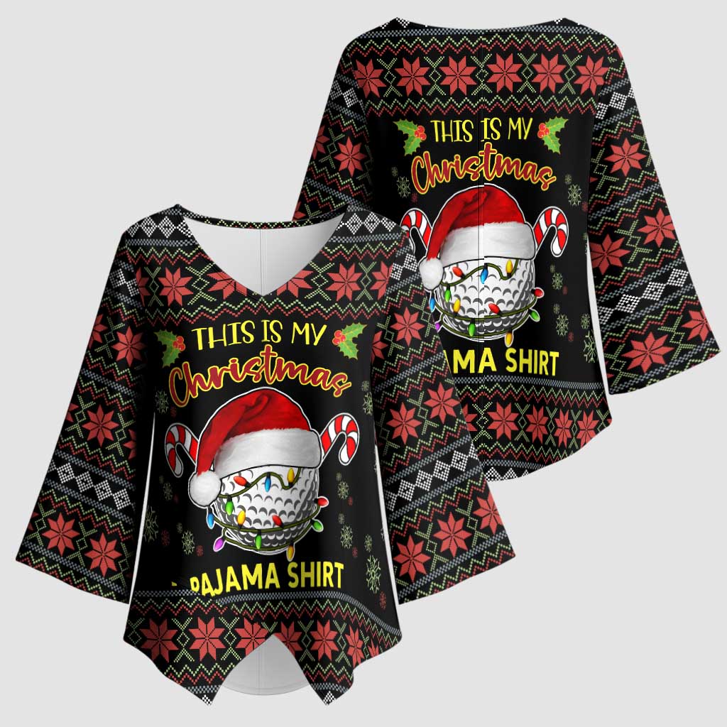 Golf Pajama Christmas Kimono Sleeve Blouse Xmas Holiday Patterns - Wonder Print Shop