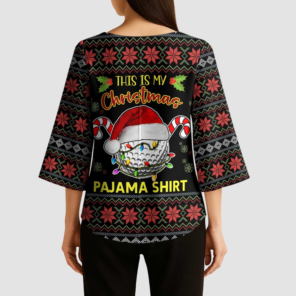 Golf Pajama Christmas Kimono Sleeve Blouse Xmas Holiday Patterns - Wonder Print Shop