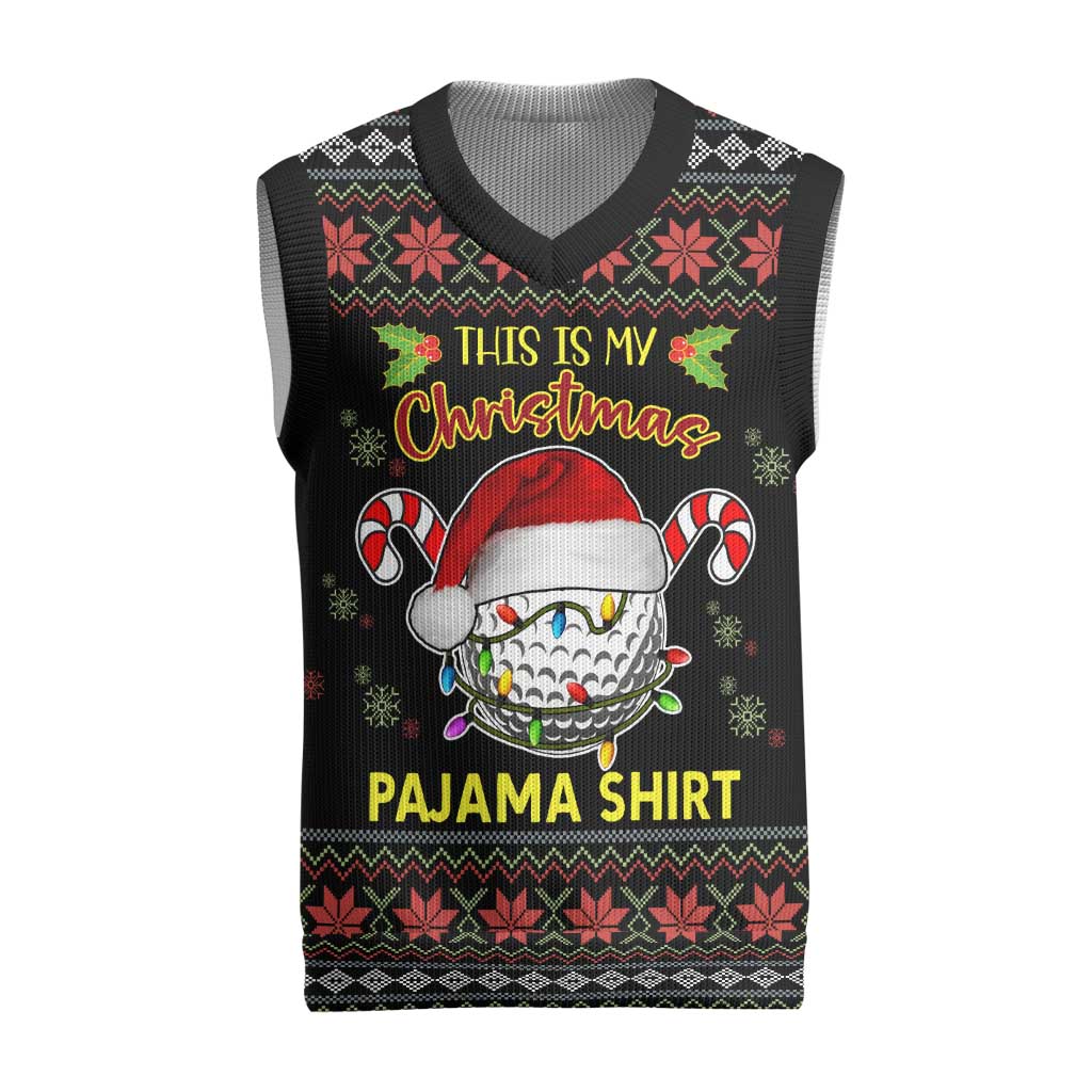 Golf Pajama Christmas Knitted V-Neck Vest Xmas Holiday Patterns - Wonder Print Shop