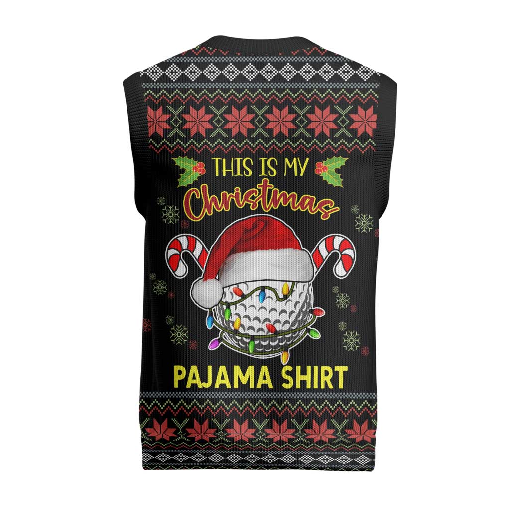 Golf Pajama Christmas Knitted V-Neck Vest Xmas Holiday Patterns - Wonder Print Shop