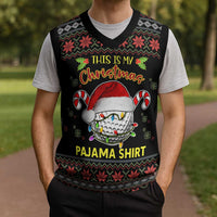 Golf Pajama Christmas Knitted V-Neck Vest Xmas Holiday Patterns - Wonder Print Shop
