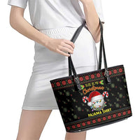 Golf Pajama Christmas Leather Tote Bag Xmas Holiday Patterns - Wonder Print Shop