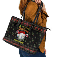 Golf Pajama Christmas Leather Tote Bag Xmas Holiday Patterns - Wonder Print Shop