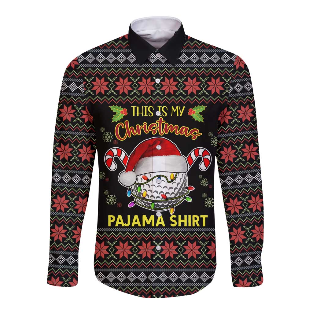 Golf Pajama Christmas Long Sleeve Button Shirt Xmas Holiday Patterns - Wonder Print Shop