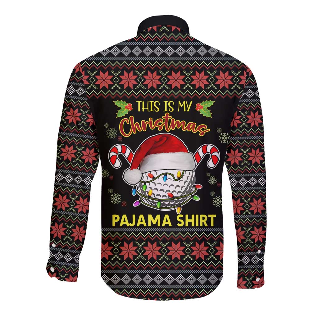 Golf Pajama Christmas Long Sleeve Button Shirt Xmas Holiday Patterns - Wonder Print Shop