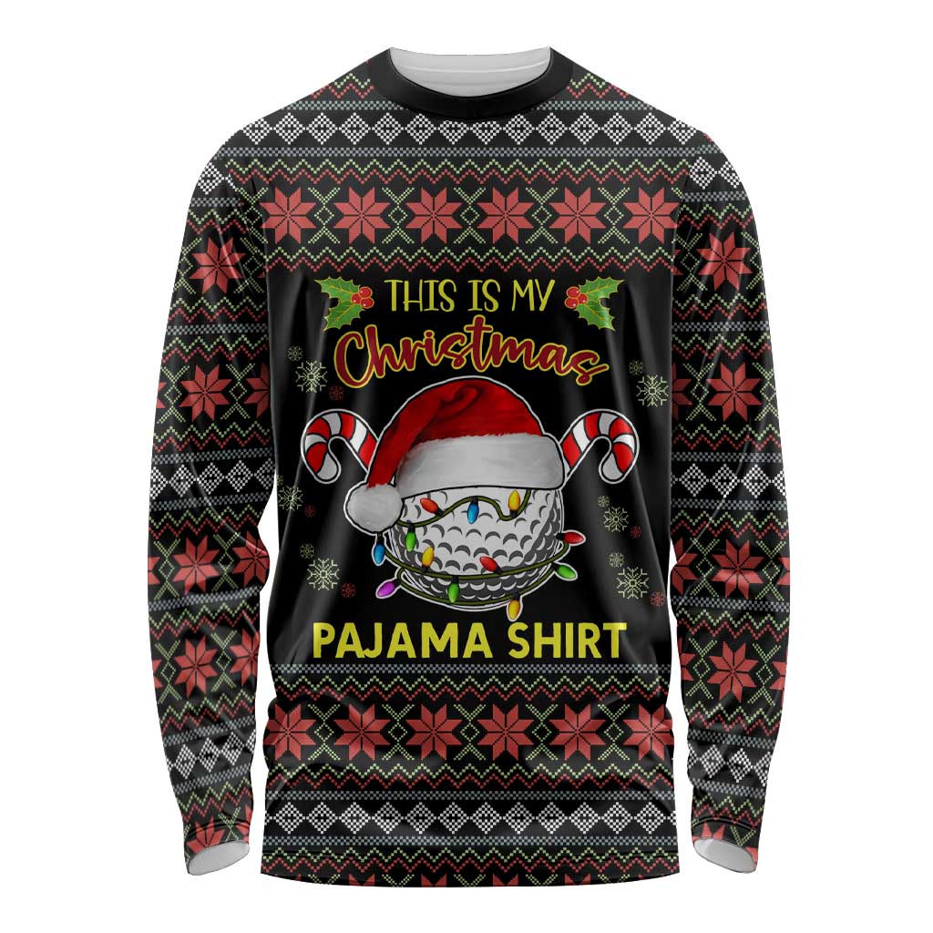 Golf Pajama Christmas Long Sleeve Shirt Xmas Holiday Patterns - Wonder Print Shop