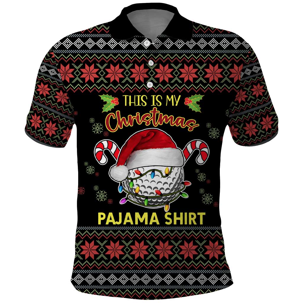 Golf Pajama Christmas Polo Shirt Xmas Holiday Patterns - Wonder Print Shop