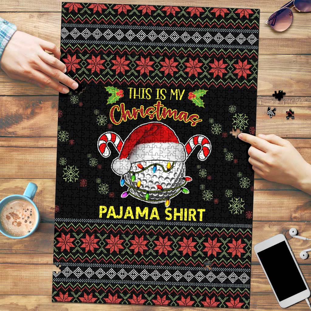 Golf Pajama Christmas Puzzle Xmas Holiday Patterns - Wonder Print Shop