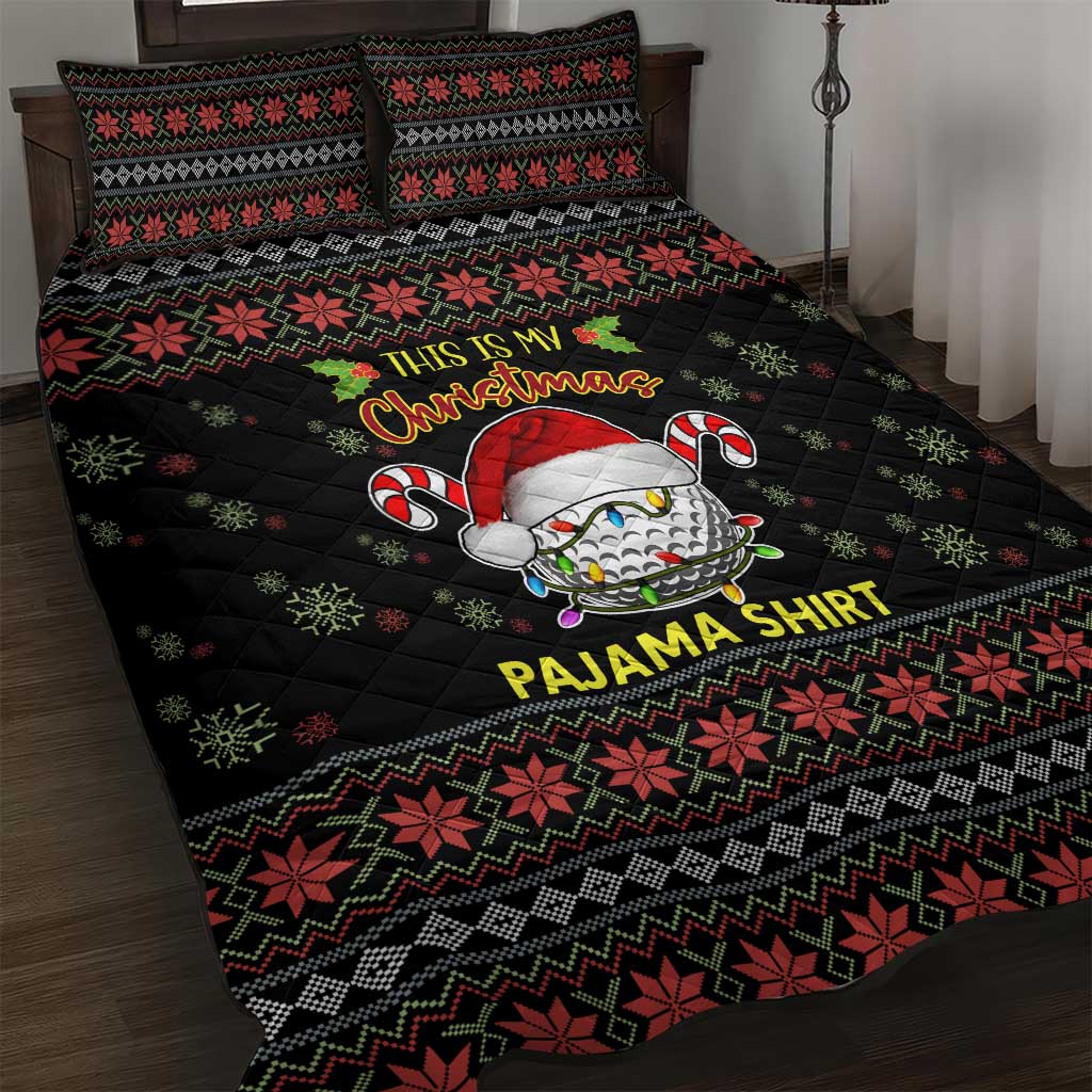 Golf Pajama Christmas Quilt Bed Set Xmas Holiday Patterns - Wonder Print Shop