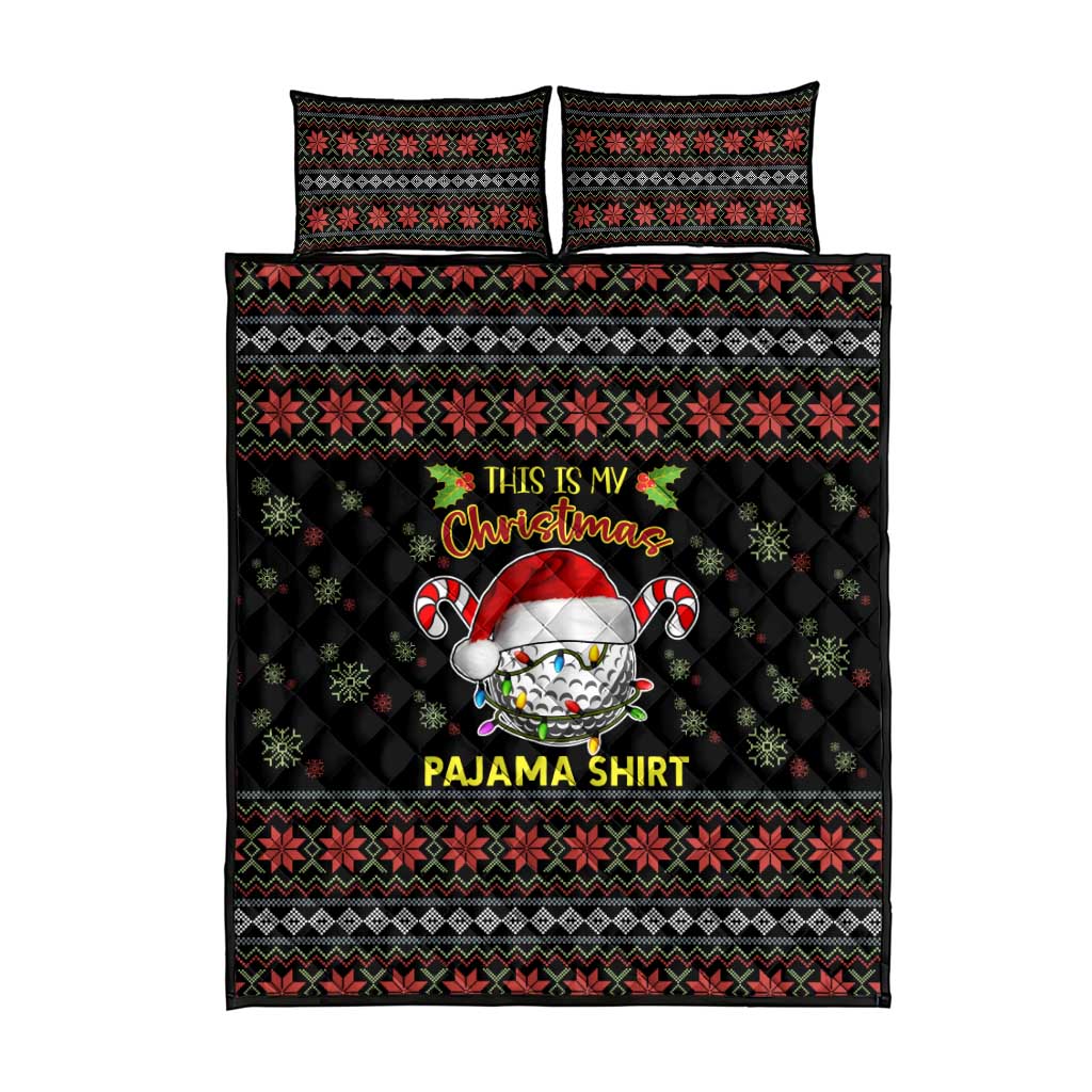 Golf Pajama Christmas Quilt Bed Set Xmas Holiday Patterns - Wonder Print Shop