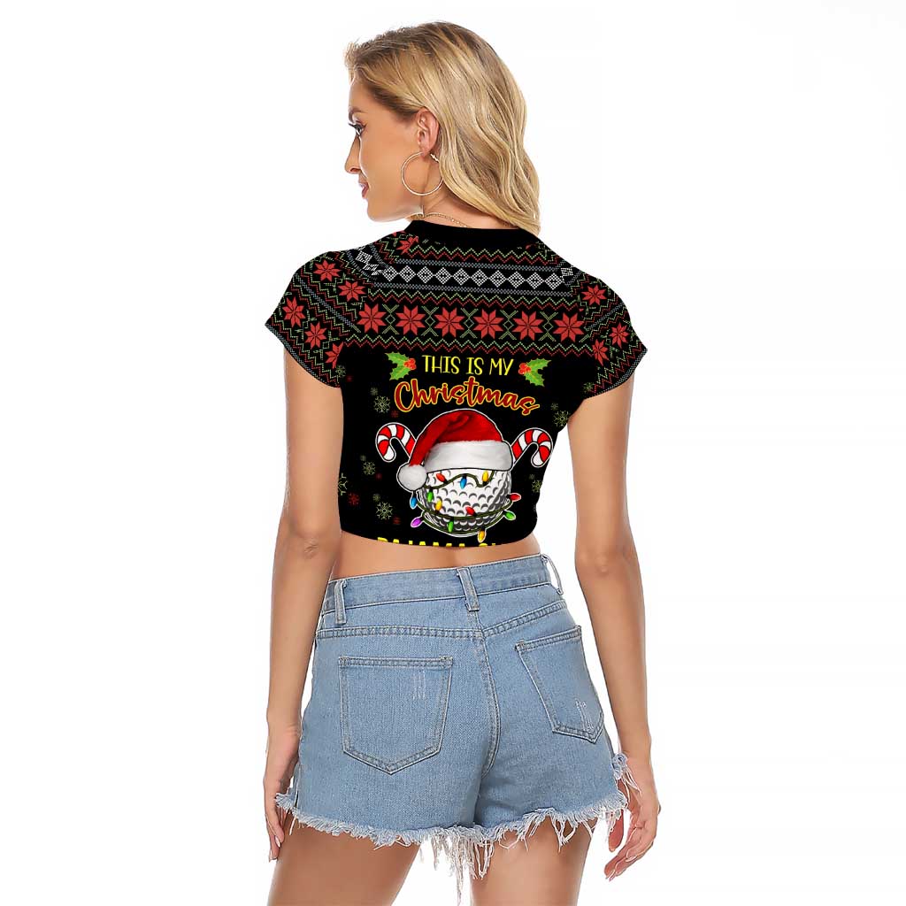 Golf Pajama Christmas Raglan Cropped T Shirt Xmas Holiday Patterns - Wonder Print Shop
