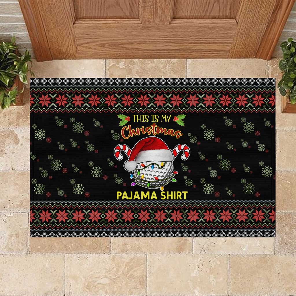 Golf Pajama Christmas Rubber Doormat Xmas Holiday Patterns - Wonder Print Shop