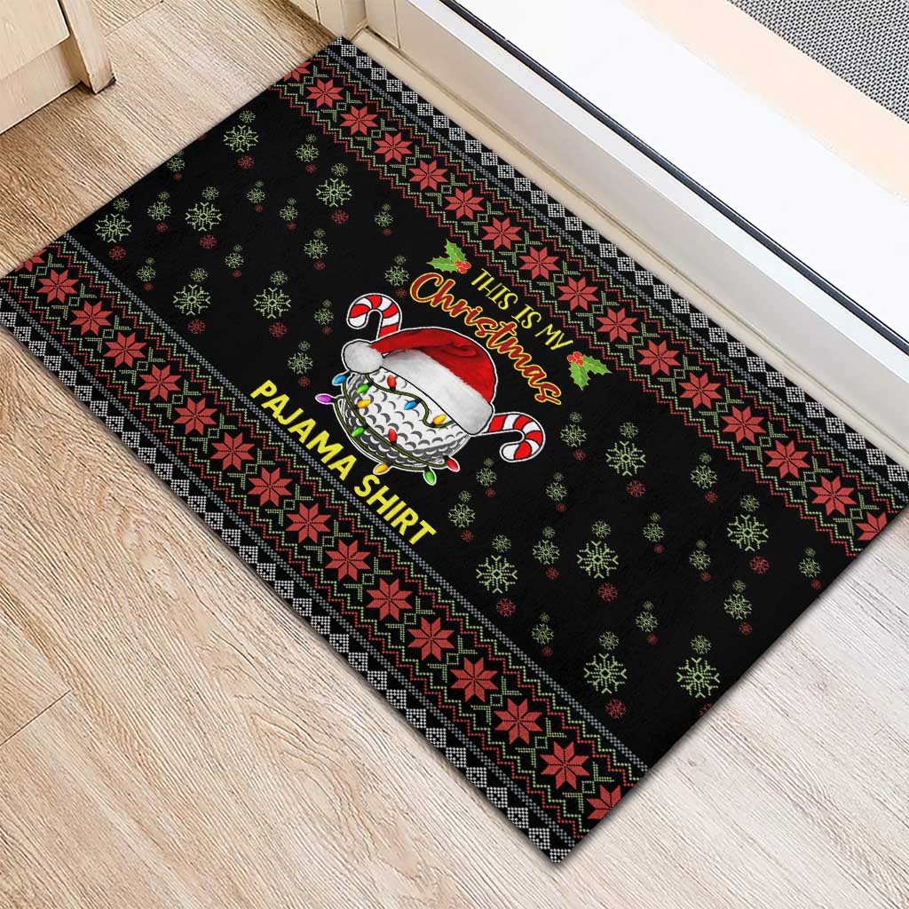 Golf Pajama Christmas Rubber Doormat Xmas Holiday Patterns - Wonder Print Shop