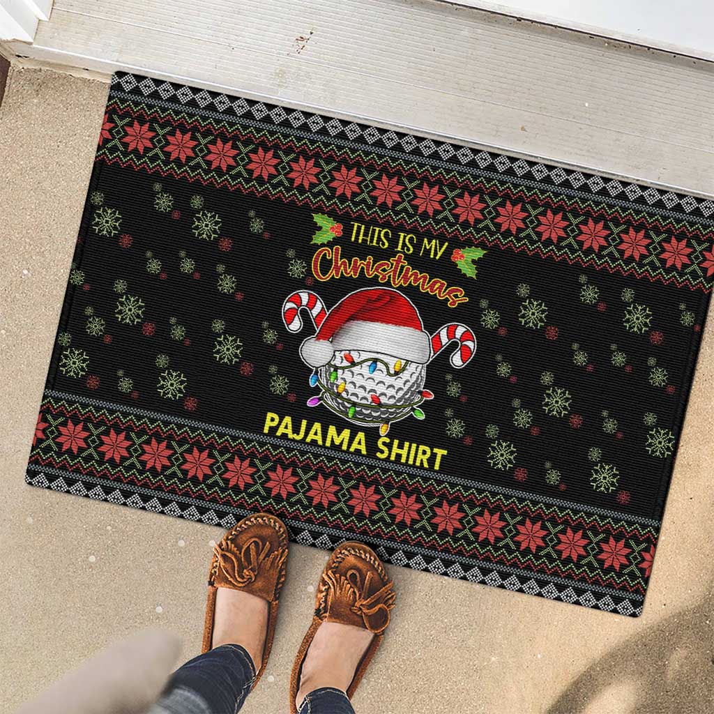 Golf Pajama Christmas Rubber Doormat Xmas Holiday Patterns - Wonder Print Shop