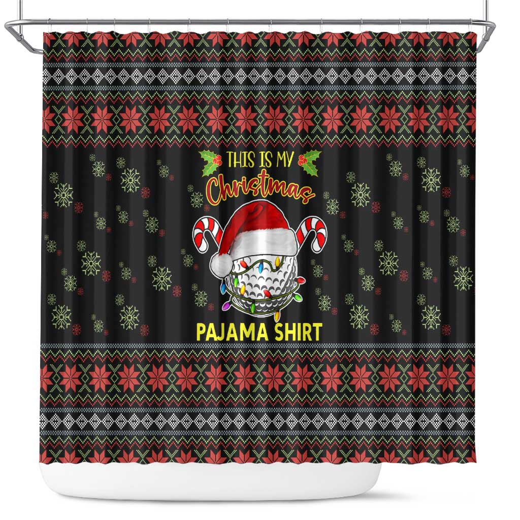 Golf Pajama Christmas Shower Curtain Xmas Holiday Patterns - Wonder Print Shop