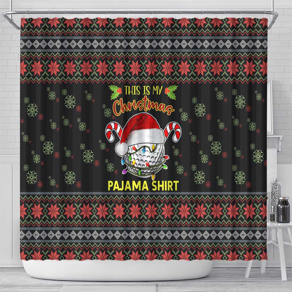 Golf Pajama Christmas Shower Curtain Xmas Holiday Patterns - Wonder Print Shop
