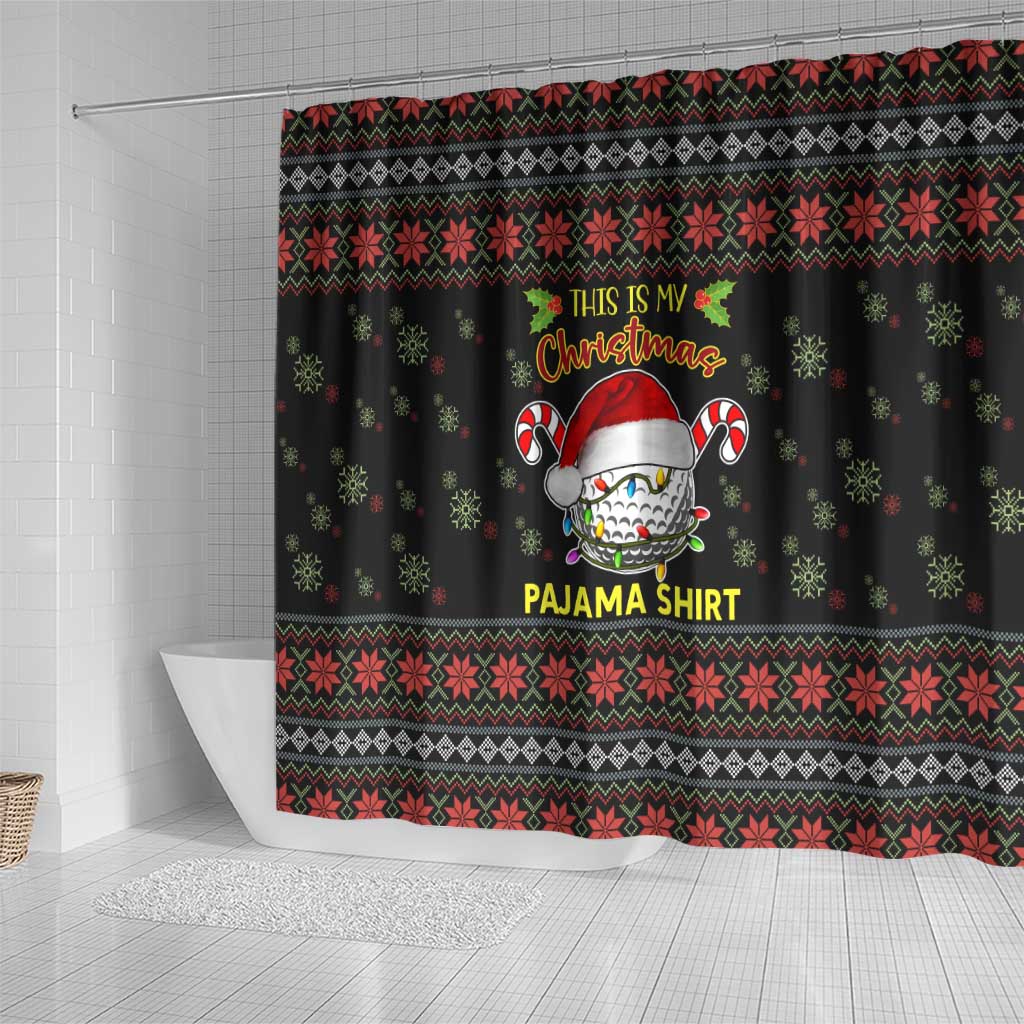 Golf Pajama Christmas Shower Curtain Xmas Holiday Patterns - Wonder Print Shop