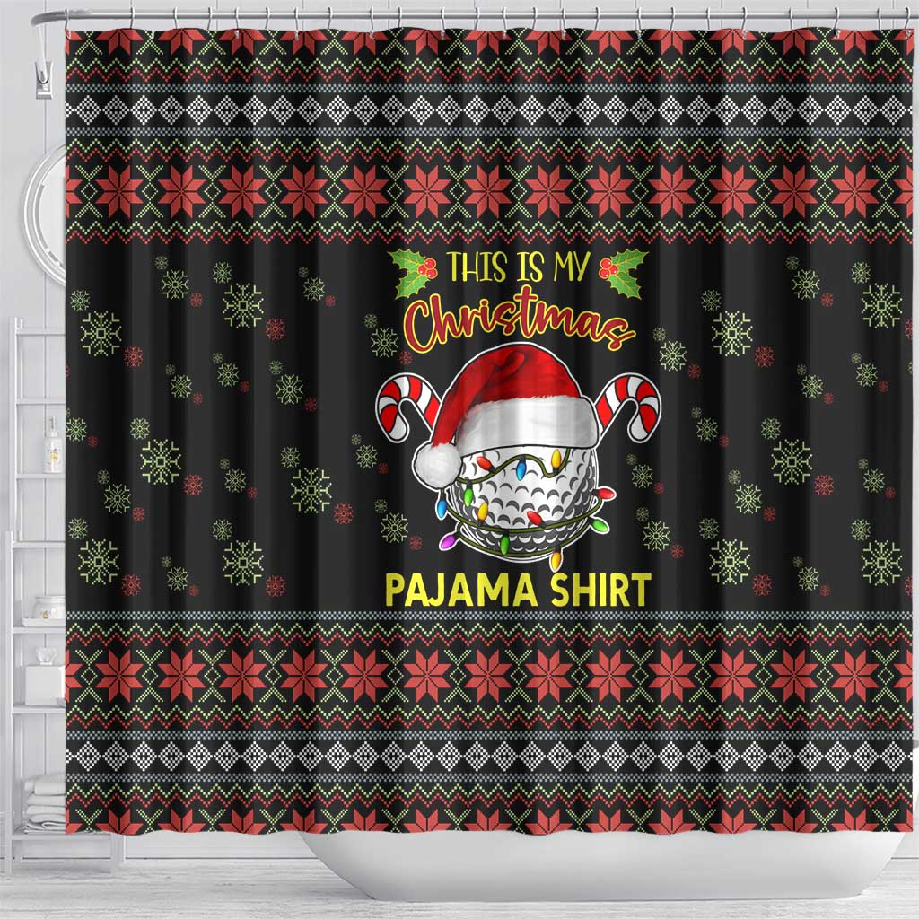 Golf Pajama Christmas Shower Curtain Xmas Holiday Patterns - Wonder Print Shop