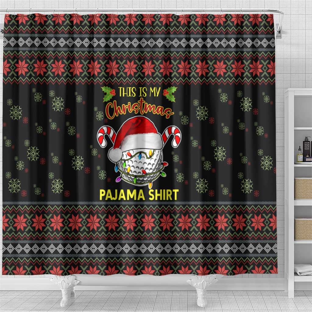 Golf Pajama Christmas Shower Curtain Xmas Holiday Patterns - Wonder Print Shop