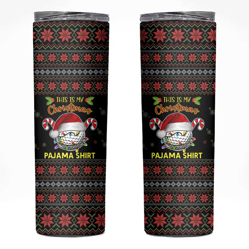 Golf Pajama Christmas Skinny Tumbler Xmas Holiday Patterns - Wonder Print Shop