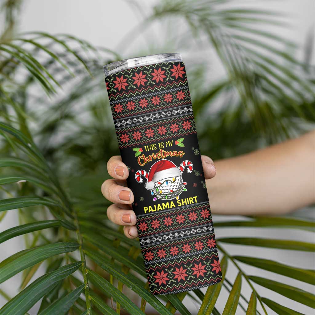 Golf Pajama Christmas Skinny Tumbler Xmas Holiday Patterns - Wonder Print Shop