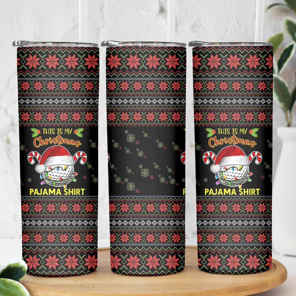 Golf Pajama Christmas Skinny Tumbler Xmas Holiday Patterns - Wonder Print Shop