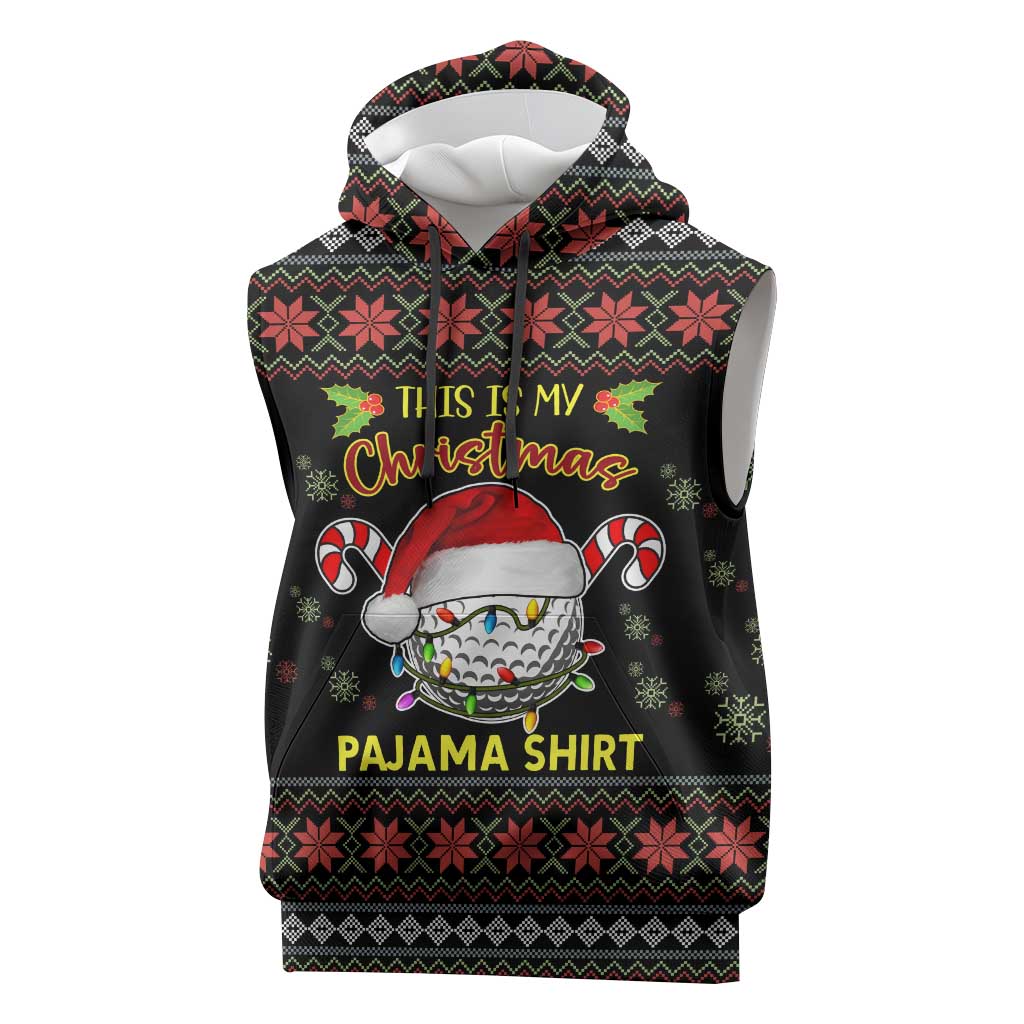 Golf Pajama Christmas Sleeveless Hoodie Xmas Holiday Patterns - Wonder Print Shop