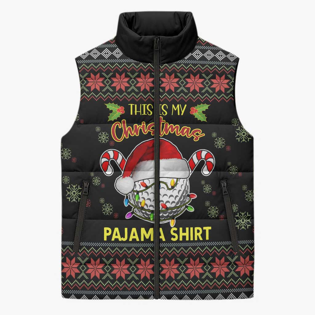 Golf Pajama Christmas Sleeveless Puffer Jacket Xmas Holiday Patterns - Wonder Print Shop