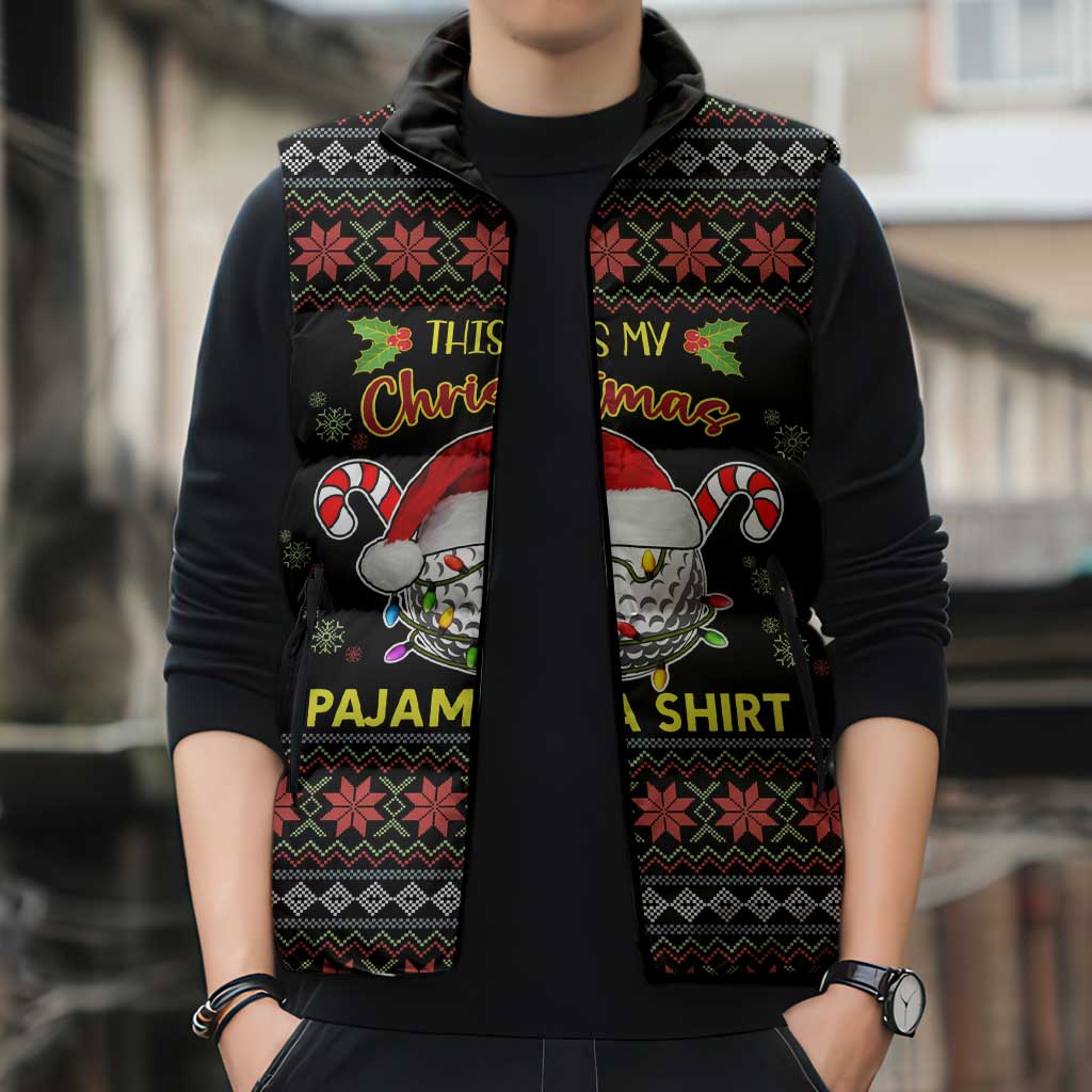 Golf Pajama Christmas Sleeveless Puffer Jacket Xmas Holiday Patterns - Wonder Print Shop