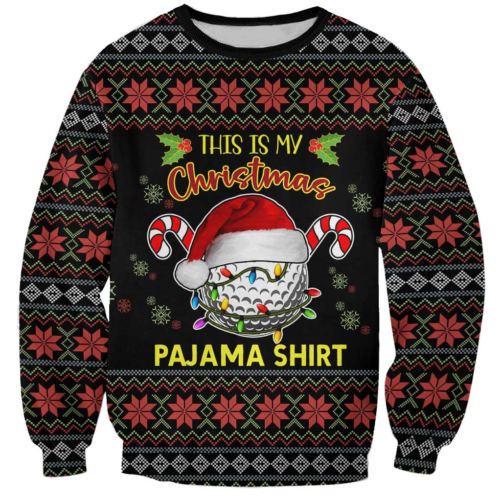 Golf Pajama Christmas Sweatshirt Xmas Holiday Patterns - Wonder Print Shop