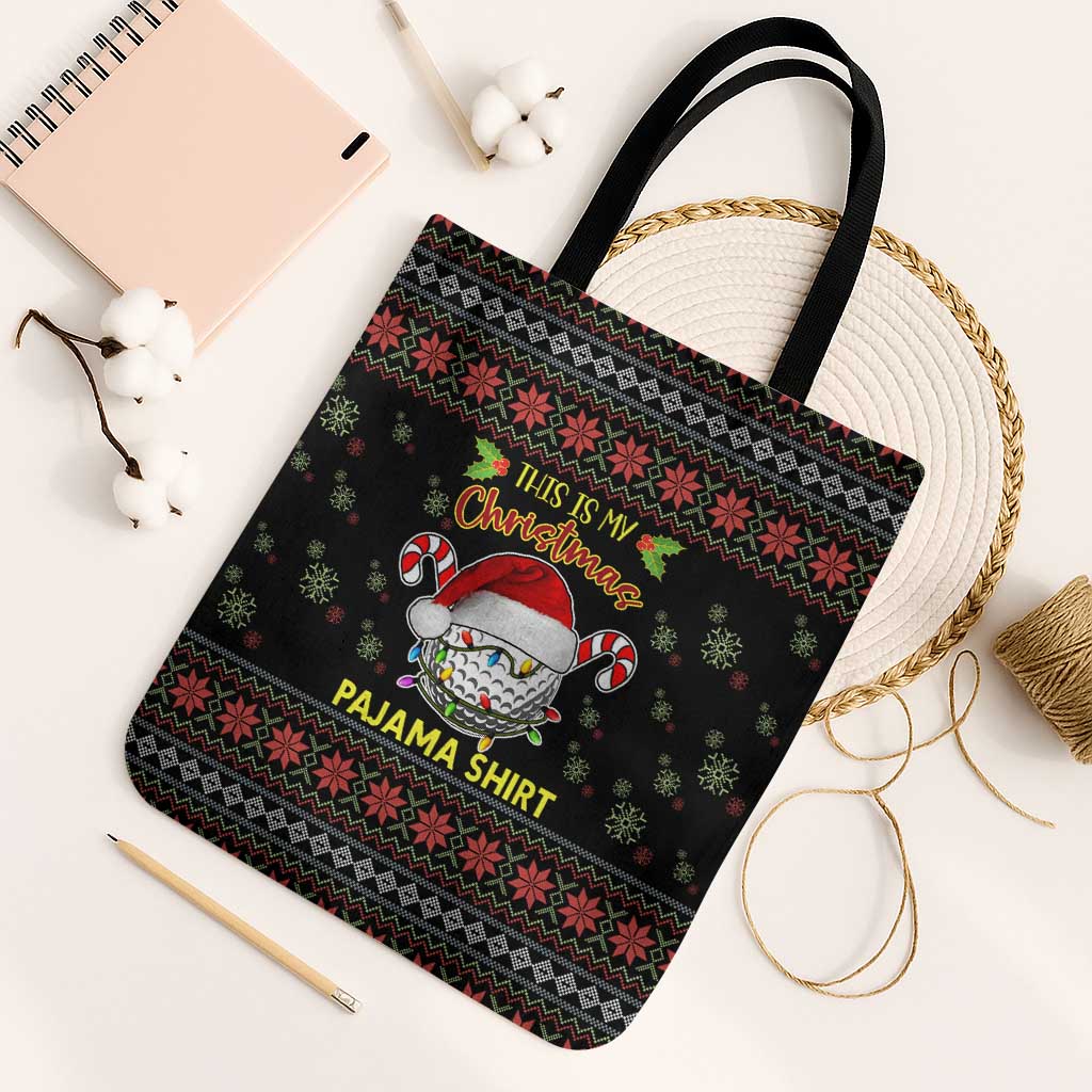 Golf Pajama Christmas Tote Bag Xmas Holiday Patterns - Wonder Print Shop