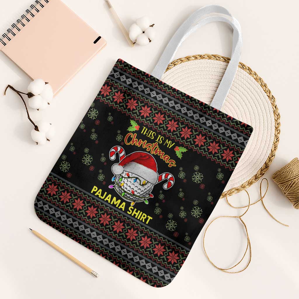 Golf Pajama Christmas Tote Bag Xmas Holiday Patterns - Wonder Print Shop