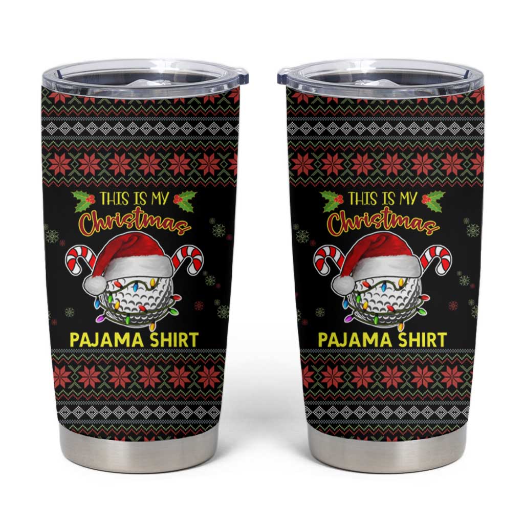 Golf Pajama Christmas Tumbler Cup Xmas Holiday Patterns - Wonder Print Shop