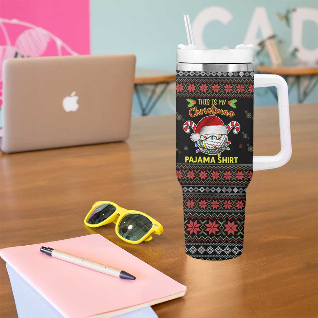 Golf Pajama Christmas Tumbler With Handle Xmas Holiday Patterns - Wonder Print Shop