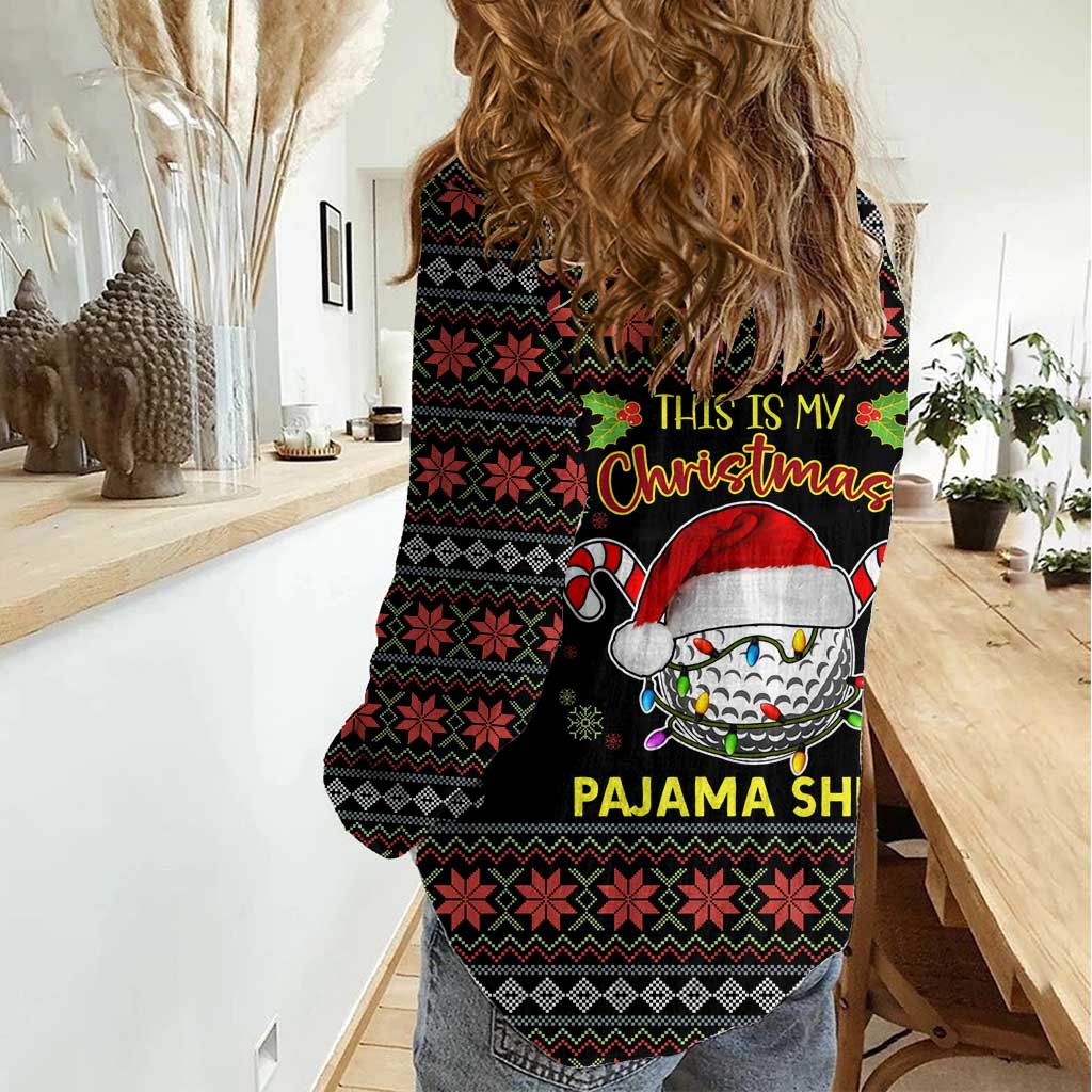 Golf Pajama Christmas Women Casual Shirt Xmas Holiday Patterns - Wonder Print Shop