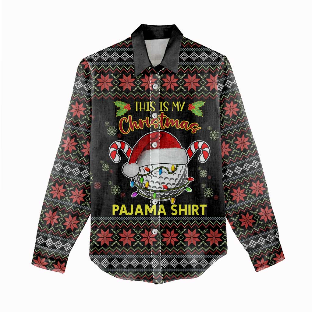 Golf Pajama Christmas Women Casual Shirt Xmas Holiday Patterns - Wonder Print Shop